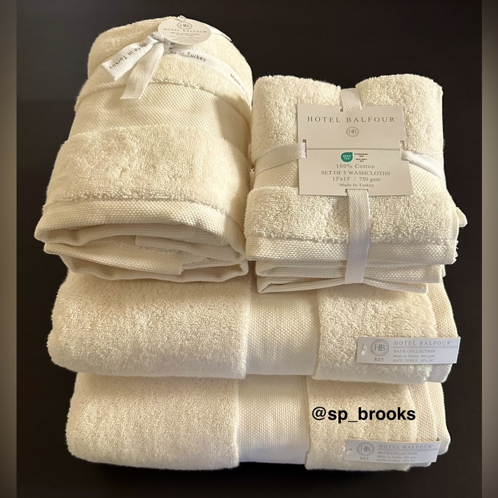 🎁9PC Hotel Balfour Bath Towel Set - PBIVORY - 750 & 805 gsm - Made in Turkey